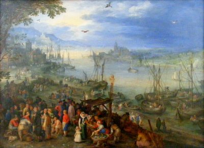 Mercato del Pesce sulla Riva di un Fiume da Jan the Elder Brueghel